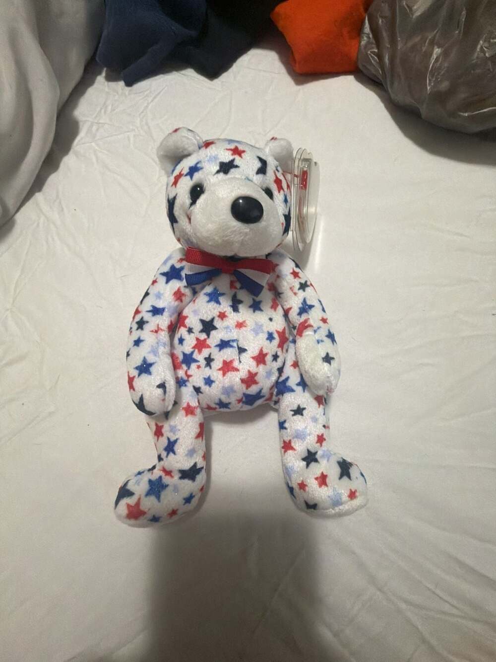 Ty Beanie Baby White the Independence Day Bear (2003 Internet Exclusive)